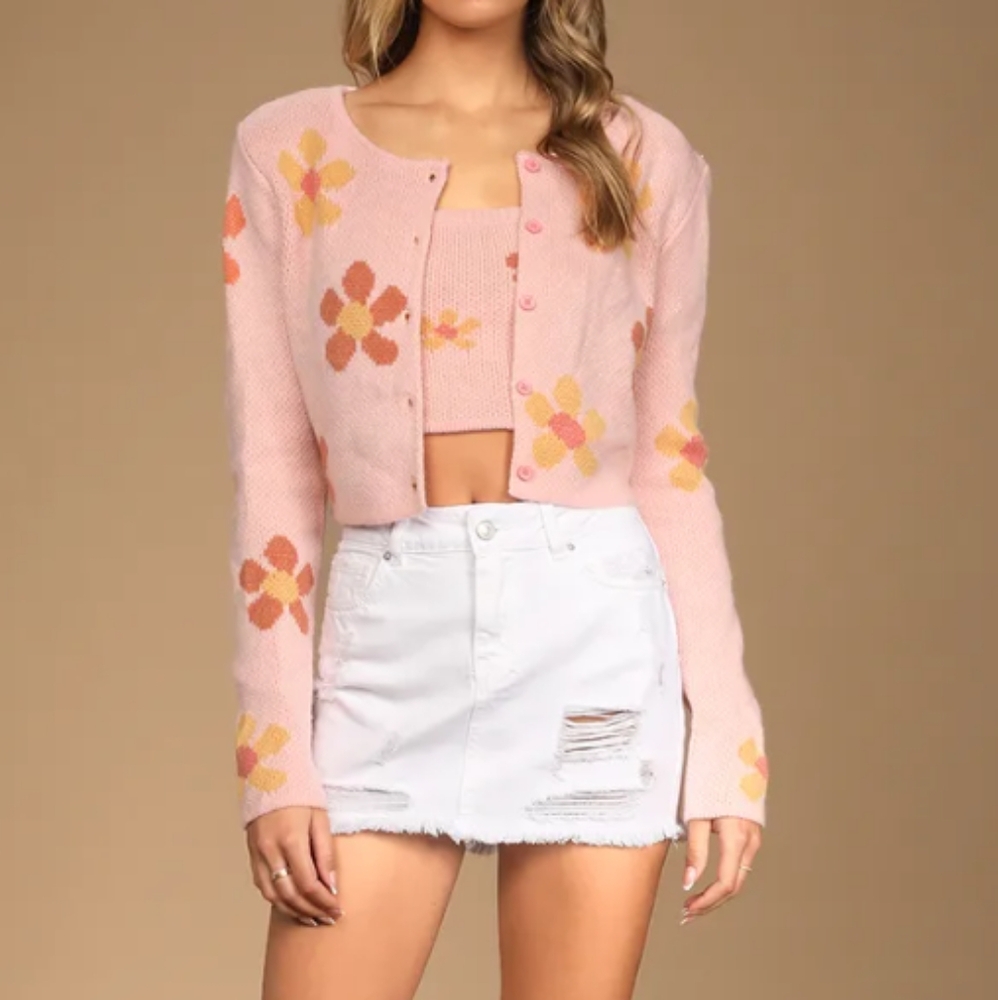 Free People Distressed Denim Mini Skirt White